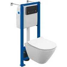 Унитаз подвесной Cersanit City Smart CO DPL EO Slim + Vector 68305 (с кнопкой Estetica черный матовый)