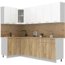 Готовая кухня Интерлиния Мила 12x25 (белый платинум/дуб золотой/дуб бунратти)