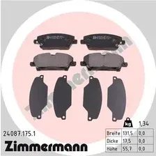 Тормозные колодки дисковые передняя ось ZIMMERMANN 24087.175.1