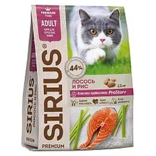 SIRIUS для взрослых кошек (Лосось, рис) 400 г