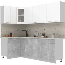Готовая кухня Интерлиния Мила 12x24 (белый платинум/бетон/бискайская сосна)