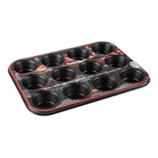 Форма для выпечки металлическая прямоугольная 35х26,5 см PERFECTO LINEA Chef 12 кексов 