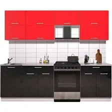 Готовая кухня Интерлиния Мила Gloss 60-25 (красный/черный глянец)