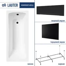 Ванна Lauter Bianca 160х70 21207160 (с каркасом, черным лицевым и торцевым экраном)