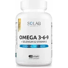 Жирные кислоты SOLAB Omega 3-6-9 с селеном, витамином Е (120 капсул)