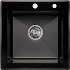 Кухонная мойка ARFEKA ECO AR 500*500 GS BLACK GLASS + BLACK PVD NANO
