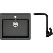 Кухонная мойка Berge BR-5750 + смеситель AM.PM Like Like F8005022 (черный)
