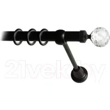 Карниз для штор Lm Decor Кристалл 130 1р гладкий 25мм (черный матовый, 2м)