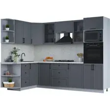 Готовая кухня Интерлиния Тренд 1.68x2.8 ВТ правая (пепел/пепел/опал светлый)