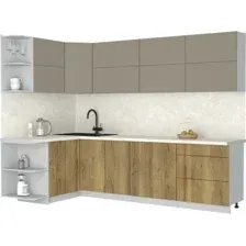 Кухонный модуль Интерлиния Мила Матте 1.5x2.8 А (луна/дуб вотан/опал светлый)