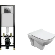 Унитаз подвесной Cersanit Carina New Clean On с инсталляцией Leon S-IN-BLACK-Cg-w