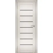 Межкомнатная дверь Юни Амати 6 (ч) 60x200 (эшвайт/черное стекло)