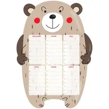 Магнитный планер расписание уроков с маркером А3 ArtSpace "Пиши-Стирай. Bear", 335742