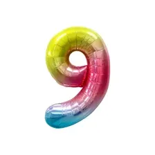 Воздушный шар, 40", MESHU, цифра 9, розовый, фольгированный,
