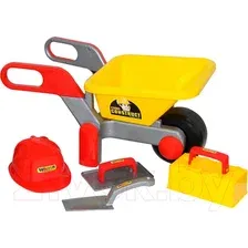 Тачка игрушечная Полесье №4 Construct с набором каменщика №3 50212