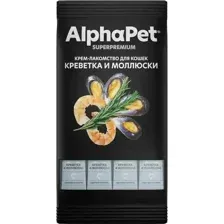 Крем-лакомство AlphaPet для кошек с креветками и моллюсками, Superpremium, 48 г