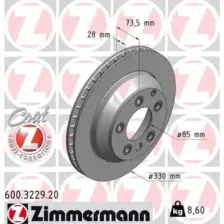 Тормозной диск ZIMMERMANN 600.3229.20 вентилируемый , задняя ось