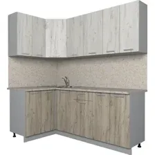 Готовая кухня Интерлиния Мила Лайт 1.2x2.0 (дуб белый/дуб серый)