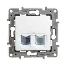 Розетка компьютерная RJ-45 и телефонная LEGRAND Etika белый (672252)