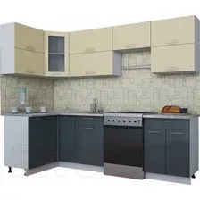Готовая кухня Интерлиния Мила Gloss 60-12x26 (ваниль/асфальт глянец)