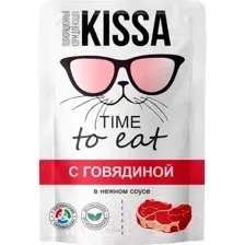 Влажный корм для кошек Kissa С говядиной в соусе (75г)