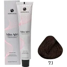 Крем-краска Adricoco Miss Adri 7.1 (100мл, блонд пепельный)