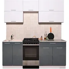 Готовая кухня Интерлиния Мила Gloss 50-19 (белый/асфальт глянец)