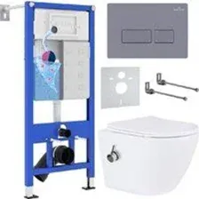 Унитаз подвесной Roxen Antares Bidet в комплекте с инсталляцией StounFix Dual Fresh 6 в 1 966821 (кн