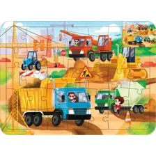 Развивающая игра Puzzle Time Машины на стройке С раскраской / 4659724 (34эл)