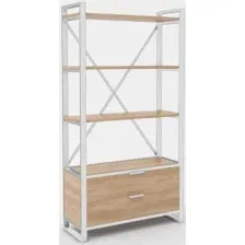 Стеллаж Hype Mebel Стандарт Люкс 80x200 (белый/дуб галифакс натуральный)