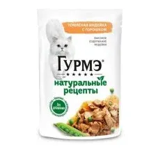Пауч Гурмэ для взрослых кошек, Индейка и горошек, Натуральные рецепты, 75 г