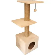 Комплекс для кошек Cat House с 2-я полками 1.00, джут бежевый