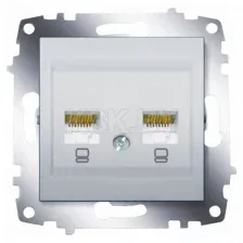 Розетка компьютерная 2-я RJ45 серебро Zena-Vega EL-BI