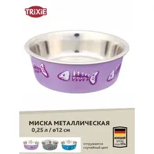 Миска металлическая "TRIXIE" для кошек 0,25л/диам.12см, с рисунком