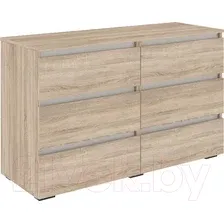 Комод Кортекс-мебель Бари 120 6ш (дуб сонома/дуб сонома/белый)