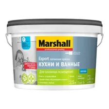 Краска водно-дисперсионная внутренняя MARSHALL Export Кухни и ванные матовая белая, 2,5л