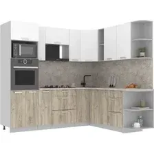 Готовая кухня Интерлиния Мила Лайт 1.88x2.4 правая (белый платинум/дуб серый/малага)