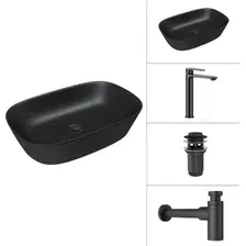 Умывальник Lauter 21393-60-A + Moon 21СК8691BS + сифон 21635B + донный кл. 21190B (черный матовый)