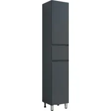 Шкаф-пенал для ванной Symbolite Манхэттен 36 Plus 1 ящик 2 створки (графит, эмаль)