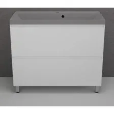 Symbolite Тумба под умывальник Манхэттен 100 Plus 2 ящика + Line 100x48 (белый матовый/серый шелк)