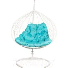 Кресло подвесное BiGarden Gemini White (двойной, голубая подушка)