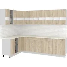 Готовая кухня Кортекс-мебель Корнелия Экстра 1.5x2.8м (дуб сонома/королевский опал)
