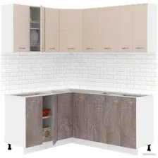 Готовая кухня Кортекс-мебель Корнелия Лира 1.5x1.8 Без столешницы (капучино/оникс)
