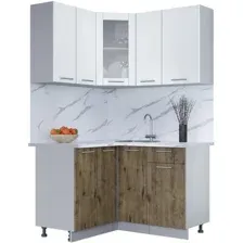 Готовая кухня Интерлиния Мила 12x13 (белый платинум-дуб веллингтон-белый гранит)