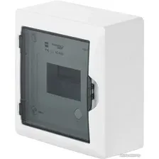 Бокс пластиковый Elektro-Plast Eco Box 1x6M, N/PE 2x 2x16+3x10mm2, дымчатая пласт. дверь, белый RAL9003, 198x192x96mm, IP40