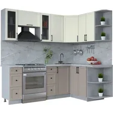 Готовая кухня Интерлиния Тренд 1.5x2.2 правая (луна/белый/серый каспий)
