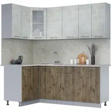 Готовая кухня Интерлиния Мила 12x20 (бетон лайт/дуб веллингтон/опал светлый)