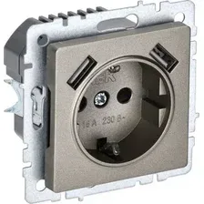 Розетка IEK Brite BR-R14-16-U21-D21-K37