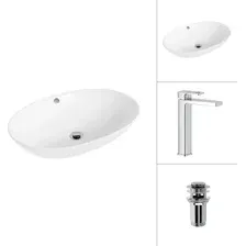 Умывальник Lauter 21709 + Cascade 21СК0655C с донным клапаном 21190CH (хром)