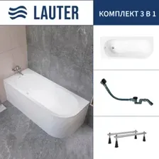 Ванна Lauter Monaco 170x72.5 2113170L (с ножками и сифоном 21Y32001 матовый черный)